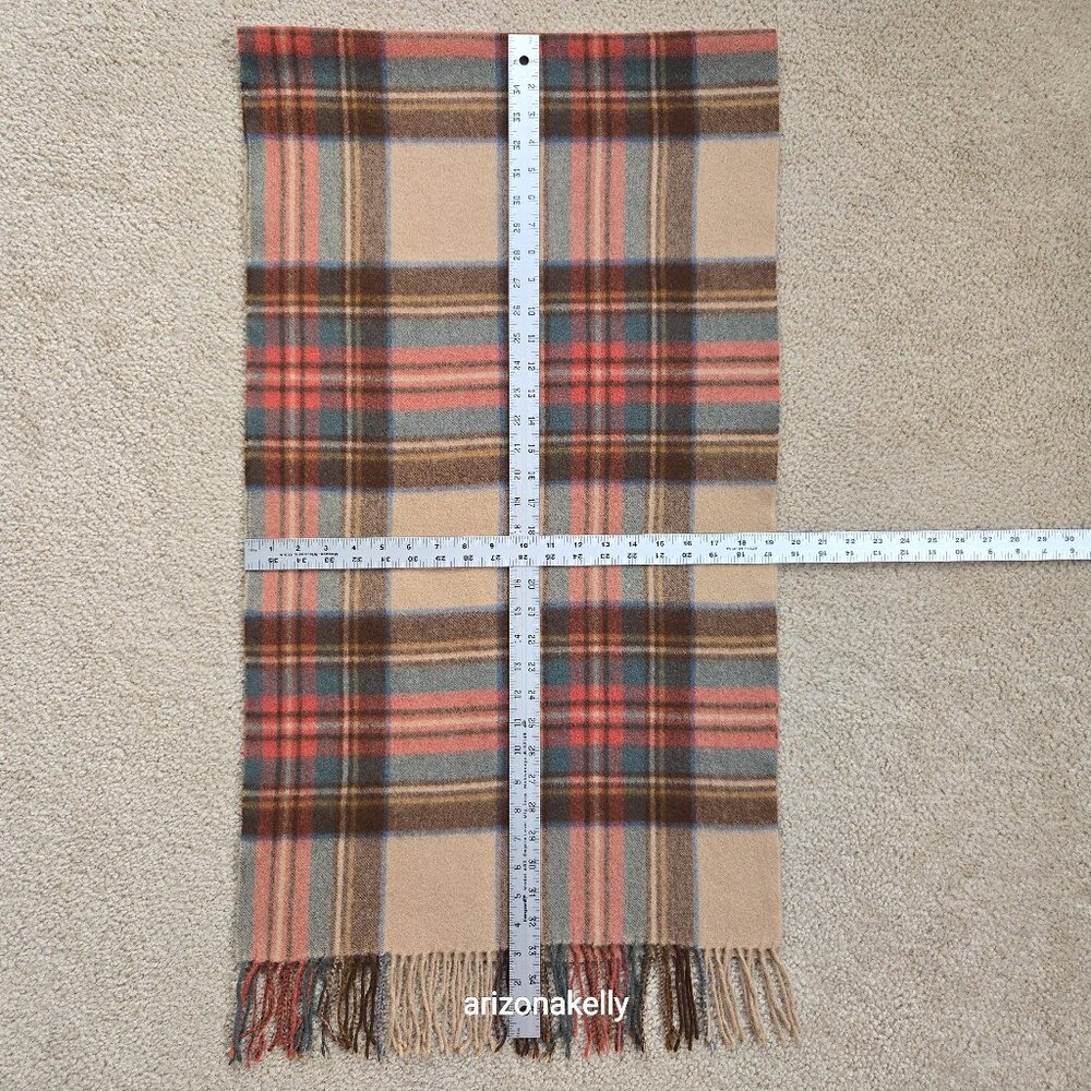 NWOT Antique Stewart Tartan Wool Scarf Oversized with Fringe